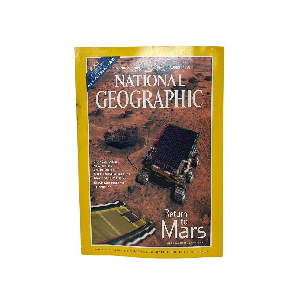 NATIONAL GEOGRAPHIC 'RETURN TO‎ MARS' MAGAZINE w/ 3-D Glasses 1998